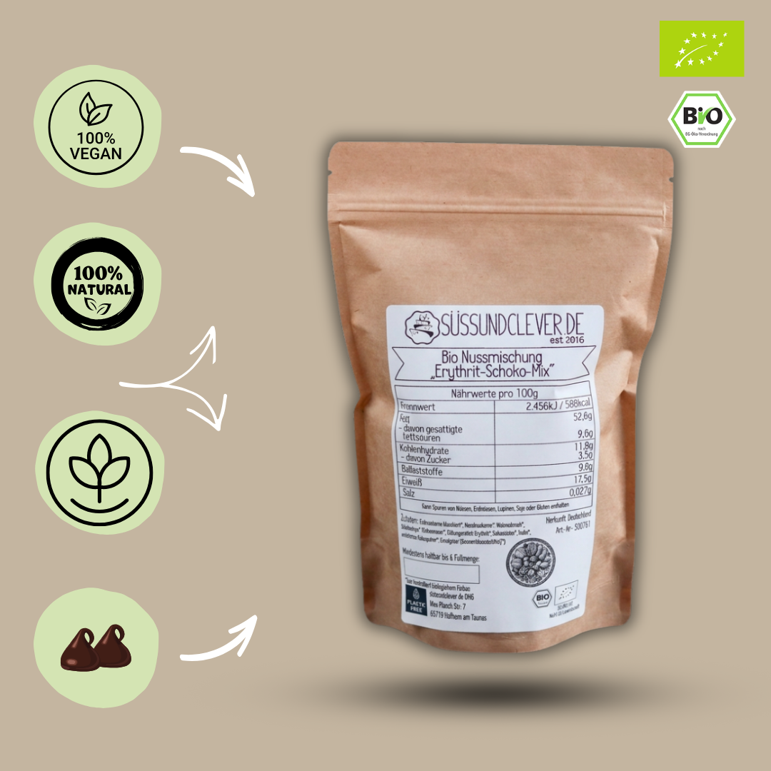 Bio Nussmischung „Erythrit-Schoko-Mix“ | mit Erythrit-Schokodrops