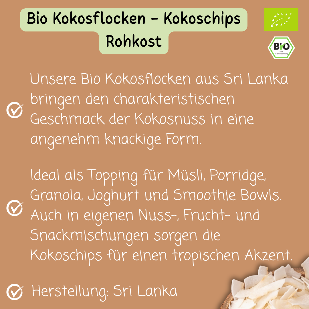 Bio Kokosflocken | Kokoschips | Rohkost