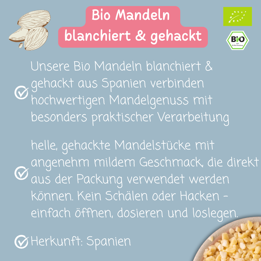 Bio Mandeln | blanchiert &amp; gehackt