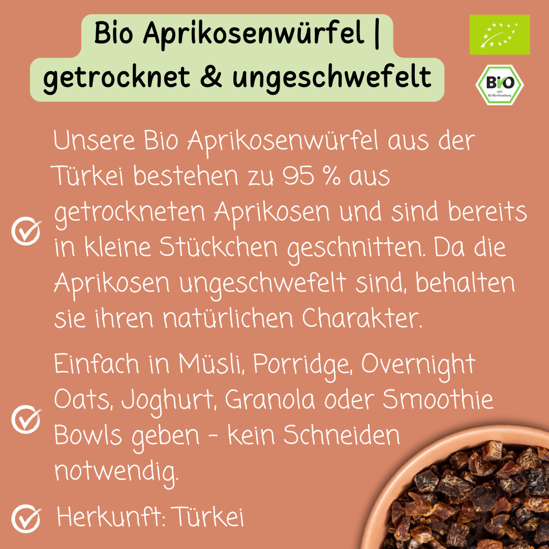 Bio Aprikosenwürfel | getrocknet & ungeschwefelt