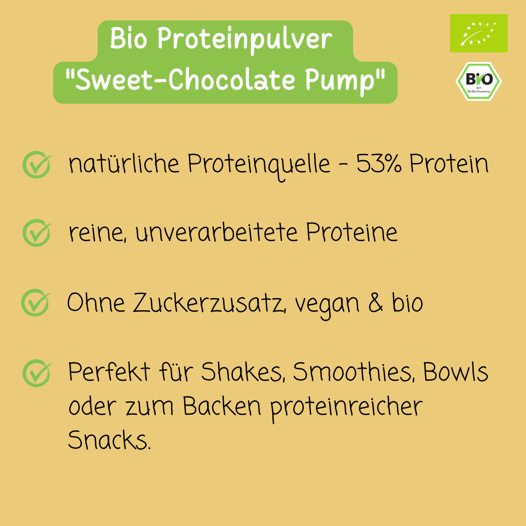 Bio Proteinpulver | "Sweet-Chocolate-Pump" | Vegan & 53% Protein | mit Dattelsüße