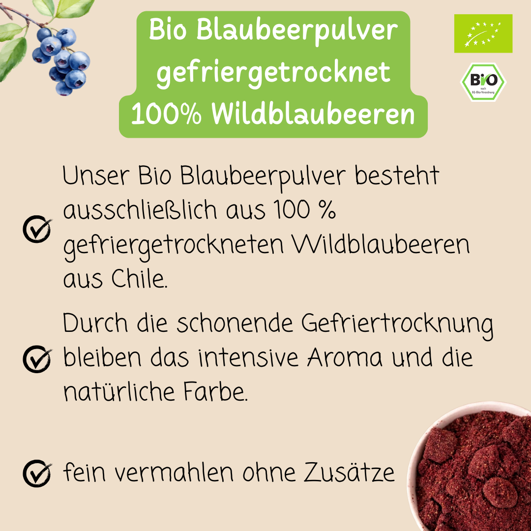 Bio Blaubeerpulver | gefriergetrocknet | 100% Wildblaubeeren