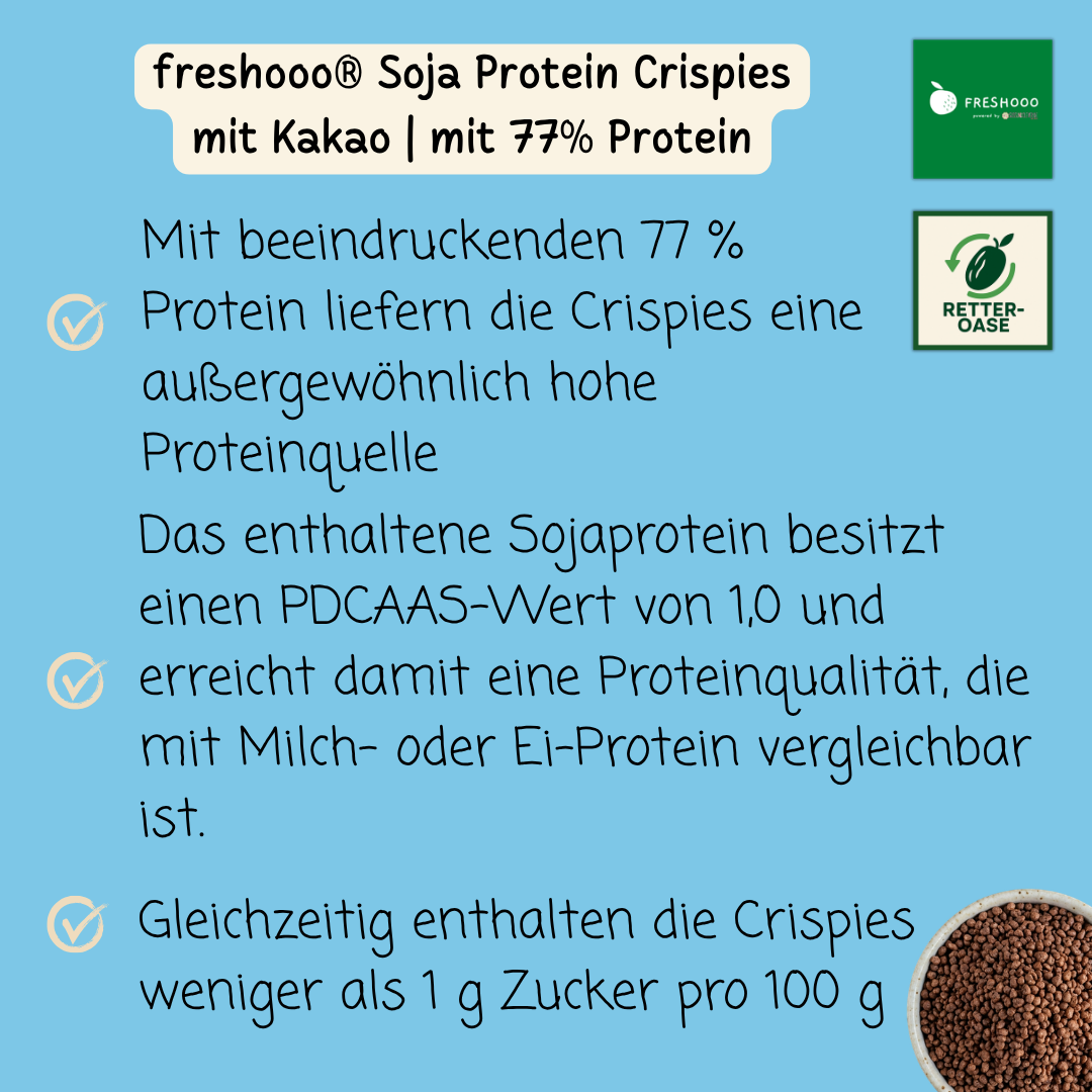 freshooo® Soja Protein Crispies | mit Kakao | mit 77% Protein