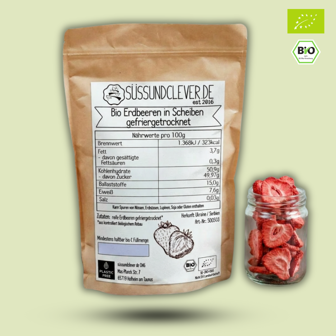 Bio Erdbeeren | in Scheiben | gefriergetrocknet