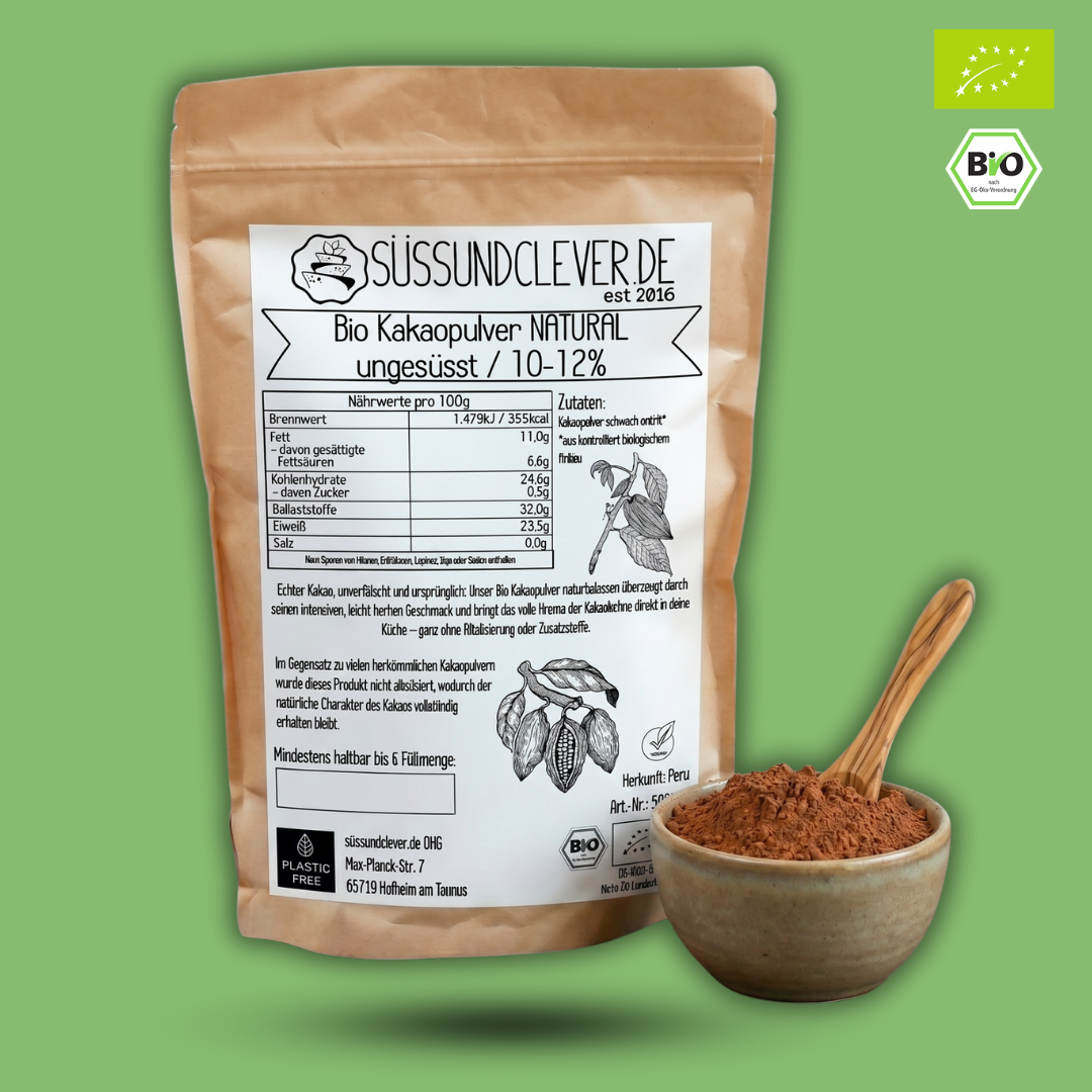 Bio Kakaopulver | NATURAL | ungesüsst & ohne Alkalisierung | 10-12%