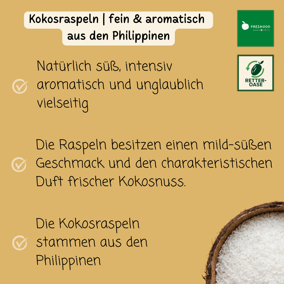 freshooo® Kokosraspeln | fein & aromatisch | aus den Philippinen