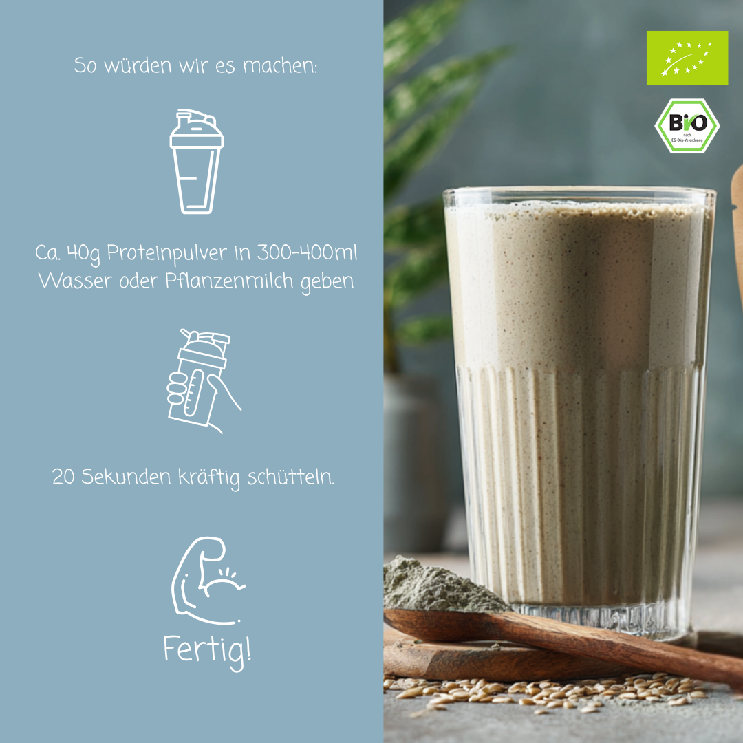 Bio "4-Kraft" Proteinpulver-Mix | Reis-, Erbse-, Hanf- & Kürbiskernprotein | vegan & 75% Protein