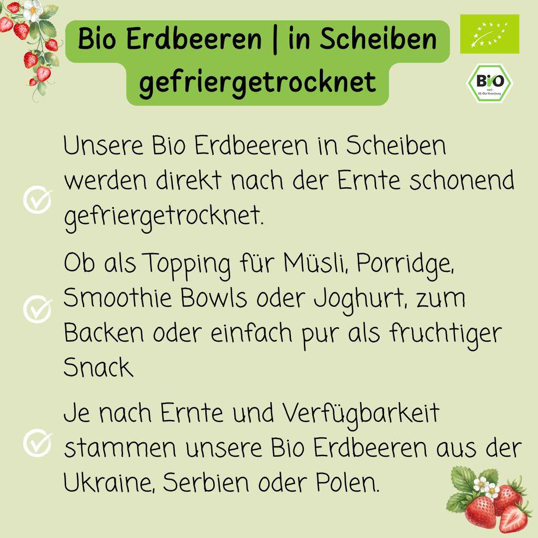 Bio Erdbeeren | in Scheiben | gefriergetrocknet