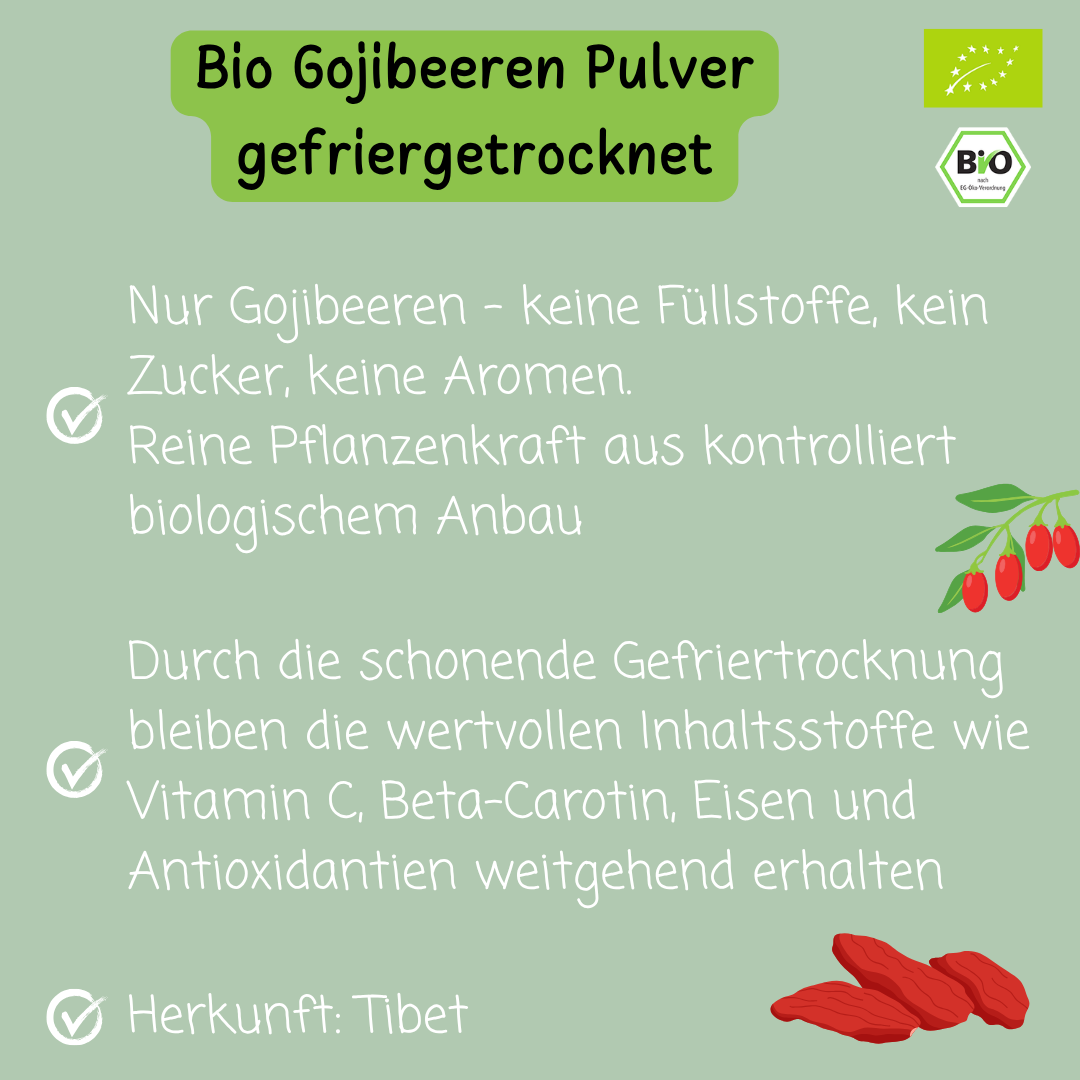Bio Gojibeeren Pulver | gefriergetrocknet | aus Tibet