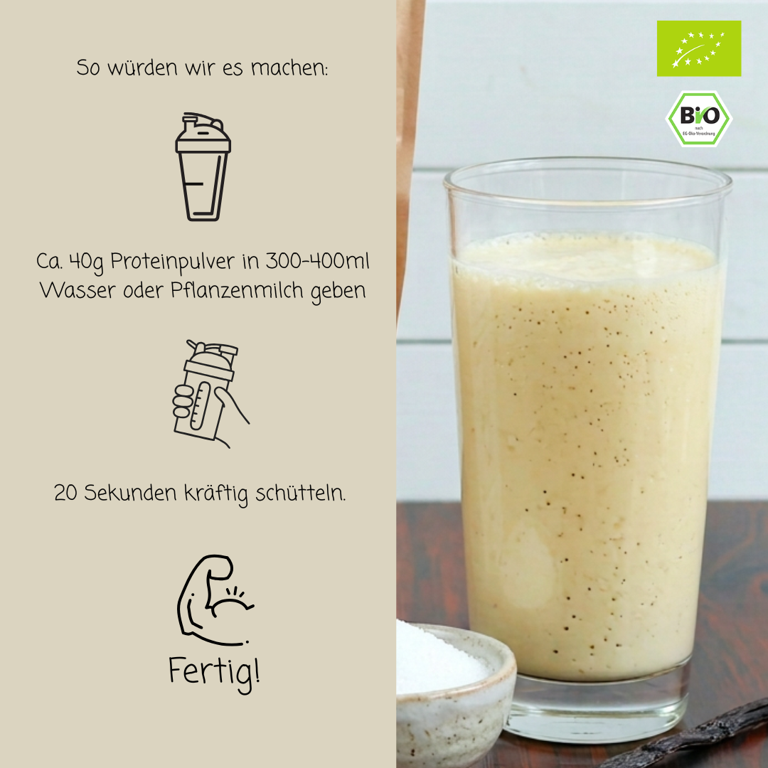 Bio Proteinpulver | "Erythrit-Bourbon Vanille" | Vegan & 55% Protein