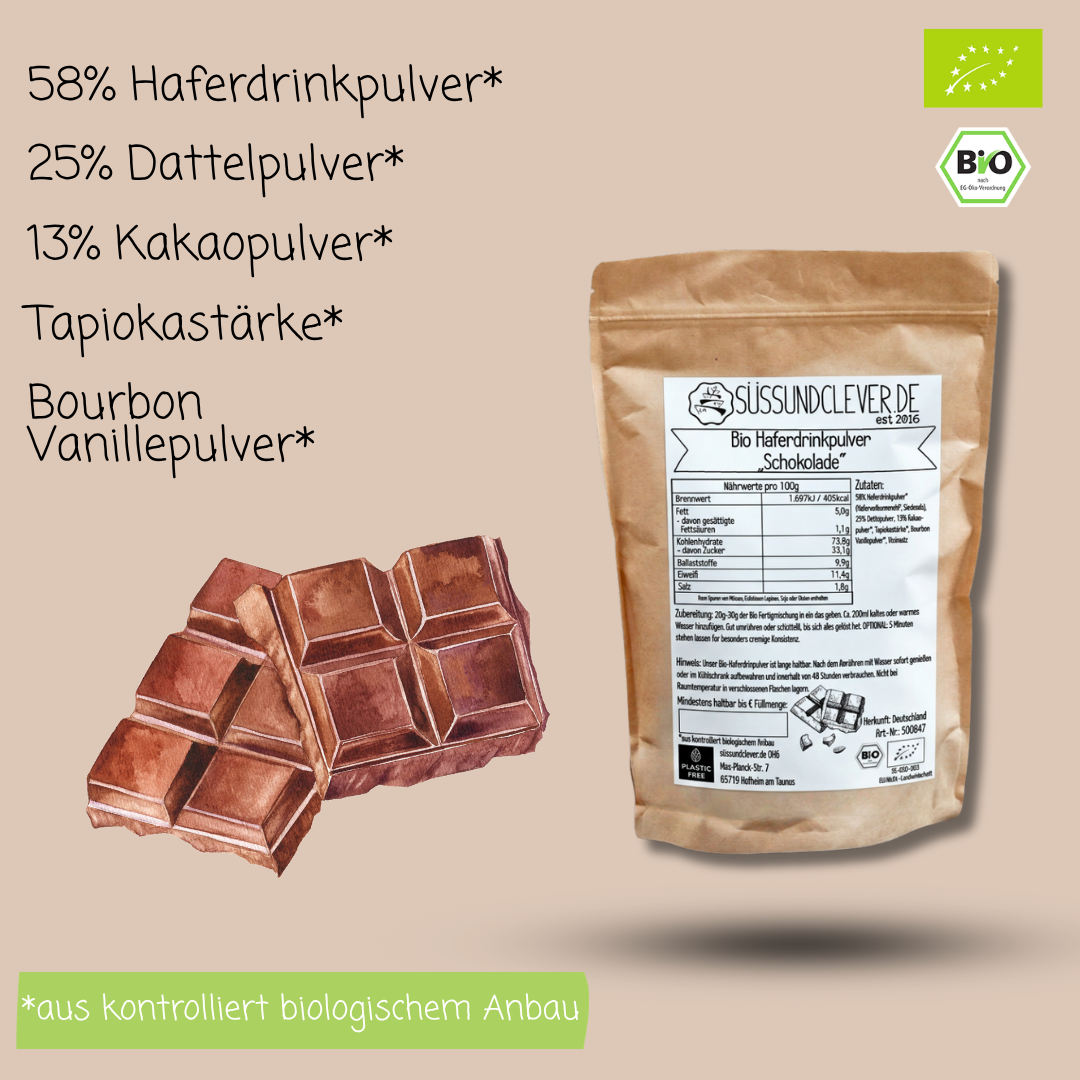 Bio Haferdrinkpulver | Schokolade mit Dattelsüße | vegan