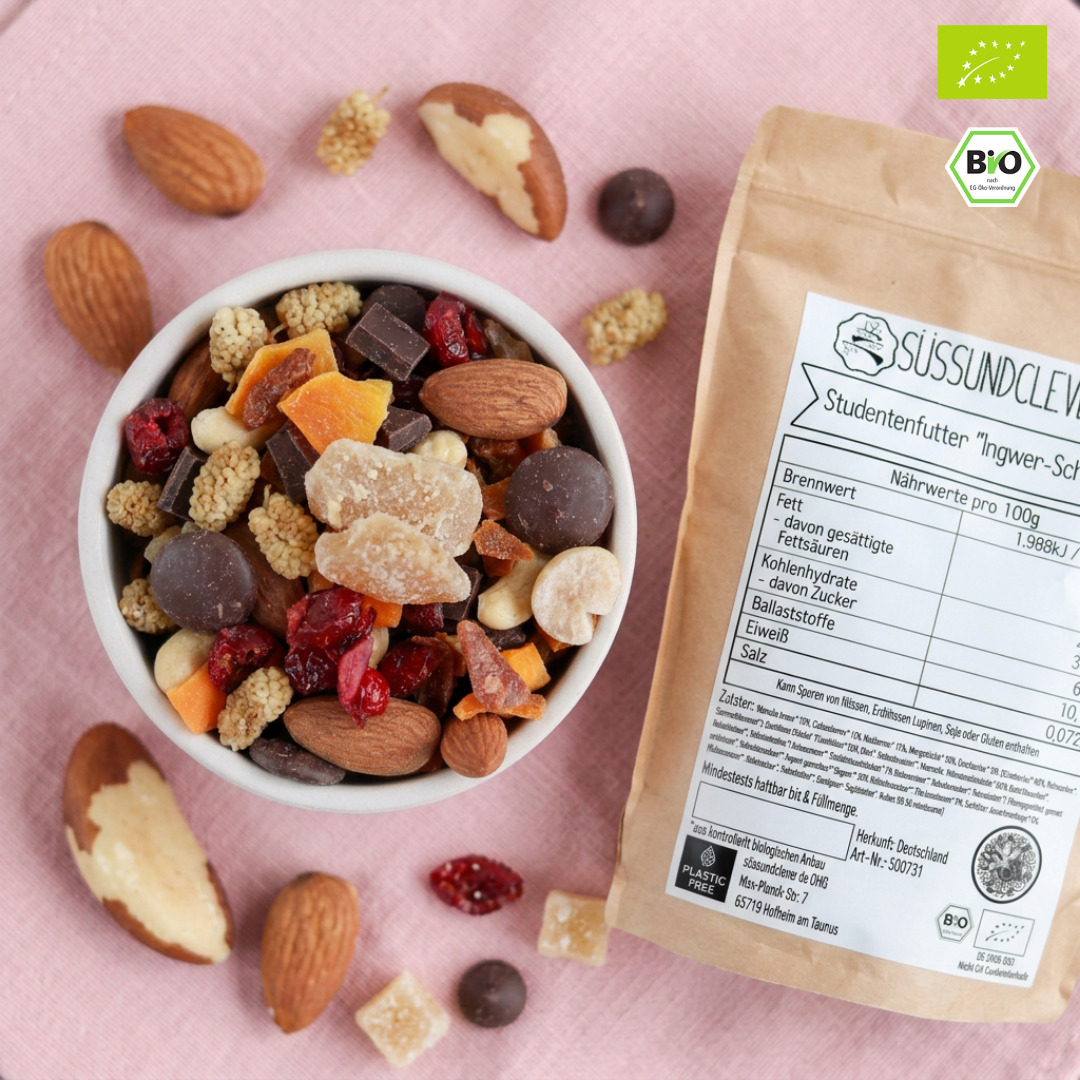 Bio Studentenfutter „Ingwer-Schoko“ | Nuss- & Fruchtmix mit Zartbitterschokolade