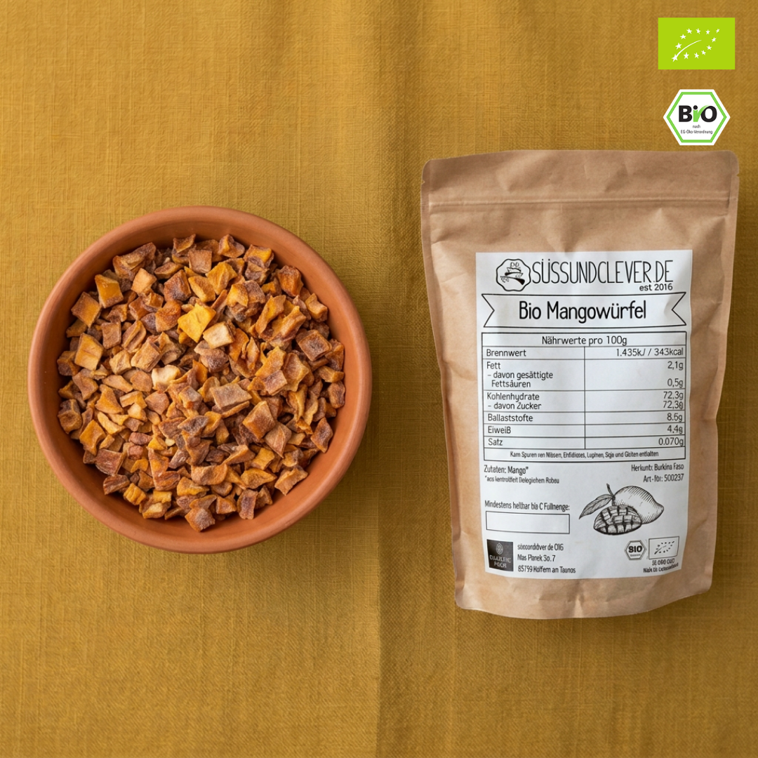 Bio Mangowürfel | gehackte Mango | Rohkost