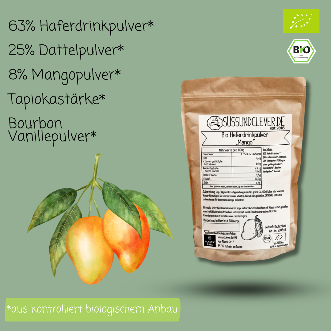 Bio Haferdrinkpulver | Mango mit Dattelsüße | vegan