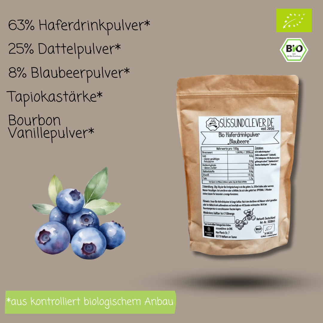 Bio Haferdrinkpulver | Blaubeere mit Dattelsüße | vegan