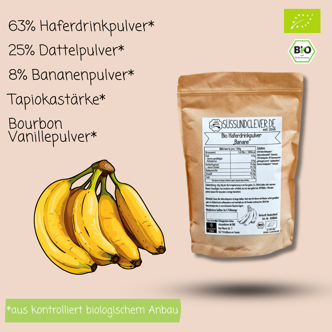 Bio Haferdrinkpulver | Banane mit Dattelsüße | vegan