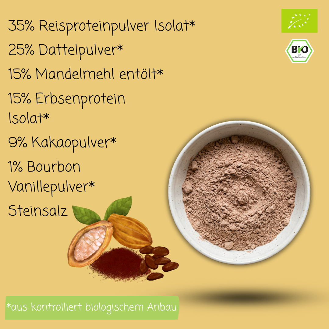 Bio Proteinpulver | "Sweet-Chocolate-Pump" | Vegan & 53% Protein | mit Dattelsüße