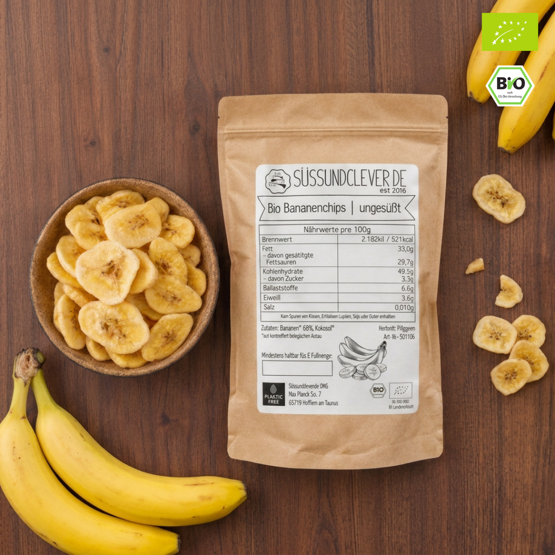Bio Bananenchips | ungesüßt | mit Kokosöl | knusprig & aromatisch