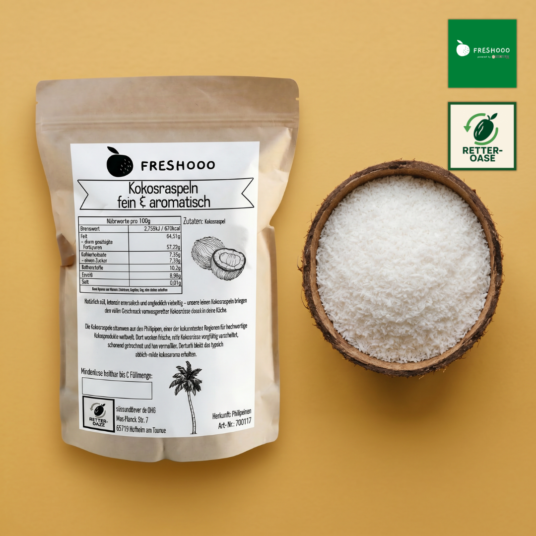 freshooo® Kokosraspeln | fein & aromatisch | aus den Philippinen