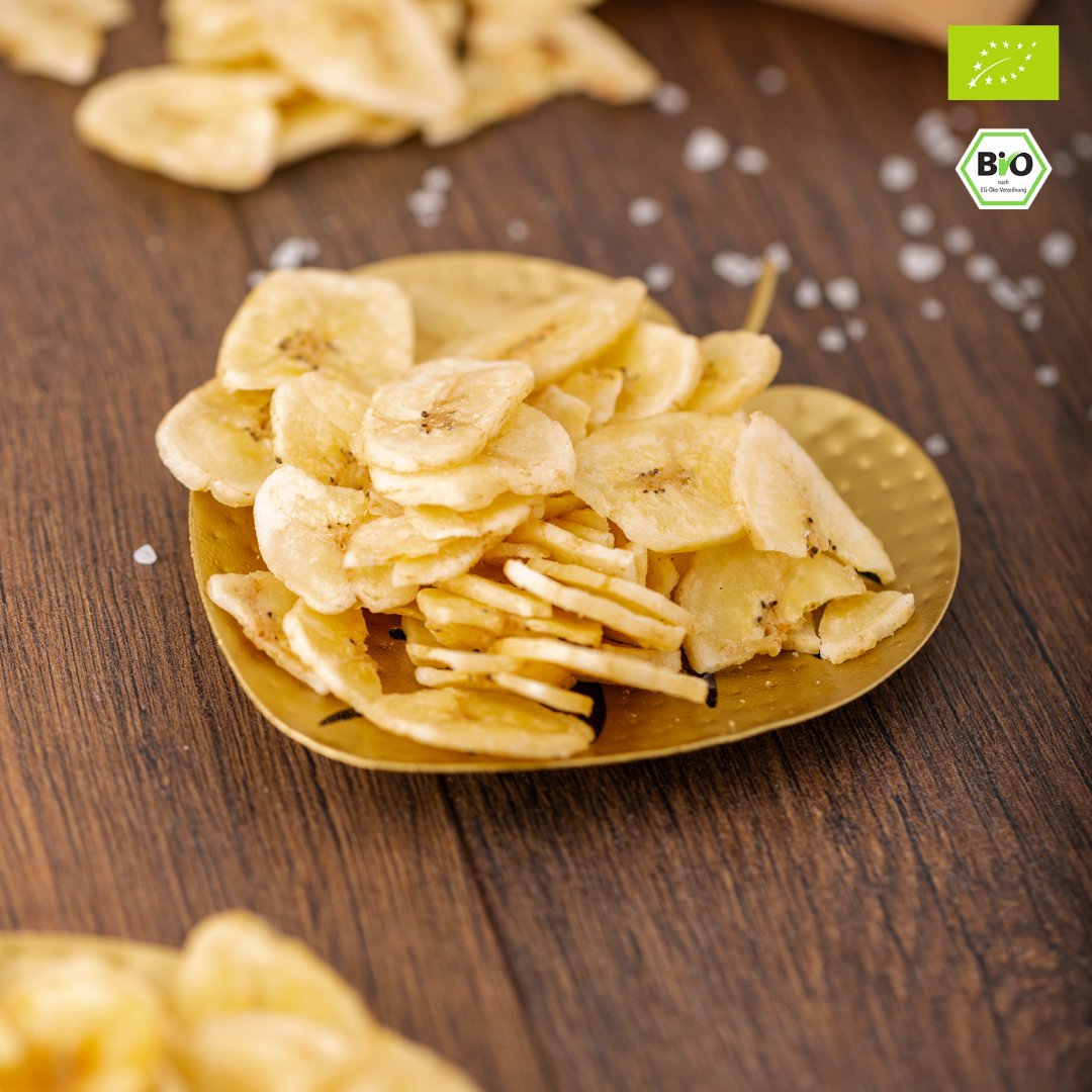 Bio Bananenchips | mit Rohrzucker gesüßt | knusprig & aromatisch