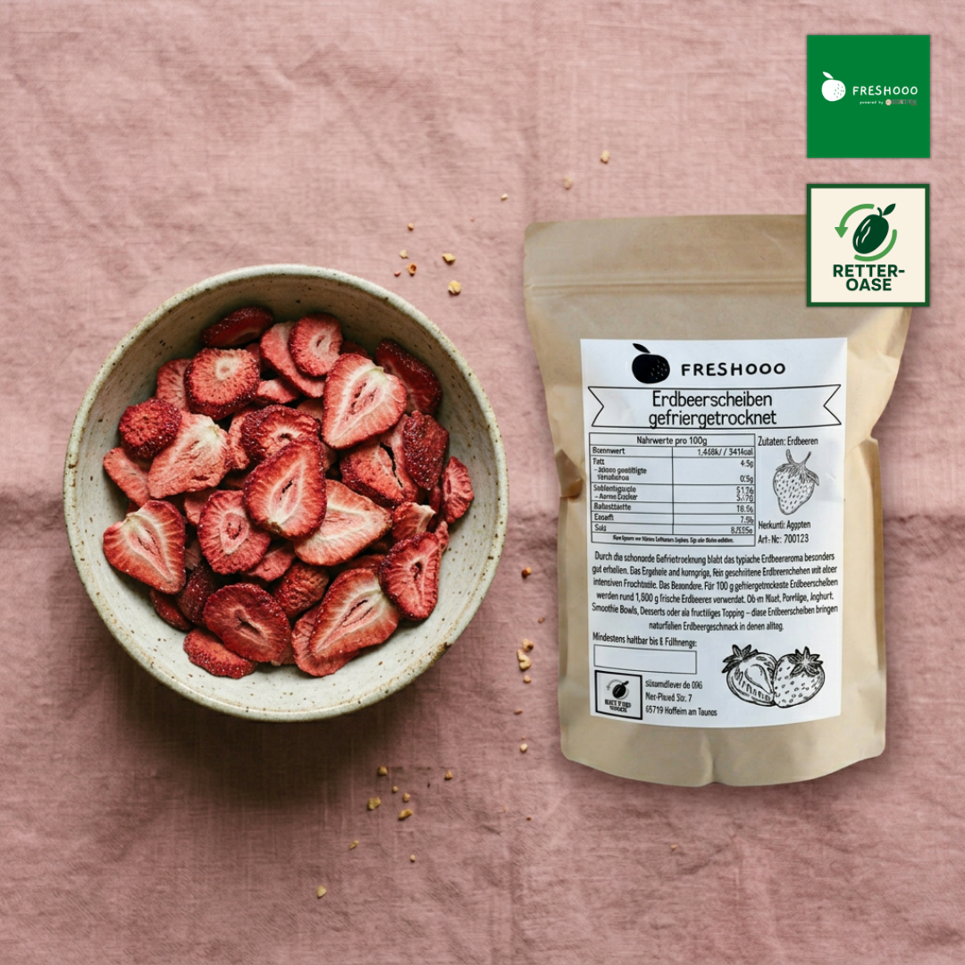 freshooo® Erdbeerscheiben gefriergetrocknet | fein & aromatisch | 100% Erdbeeren
