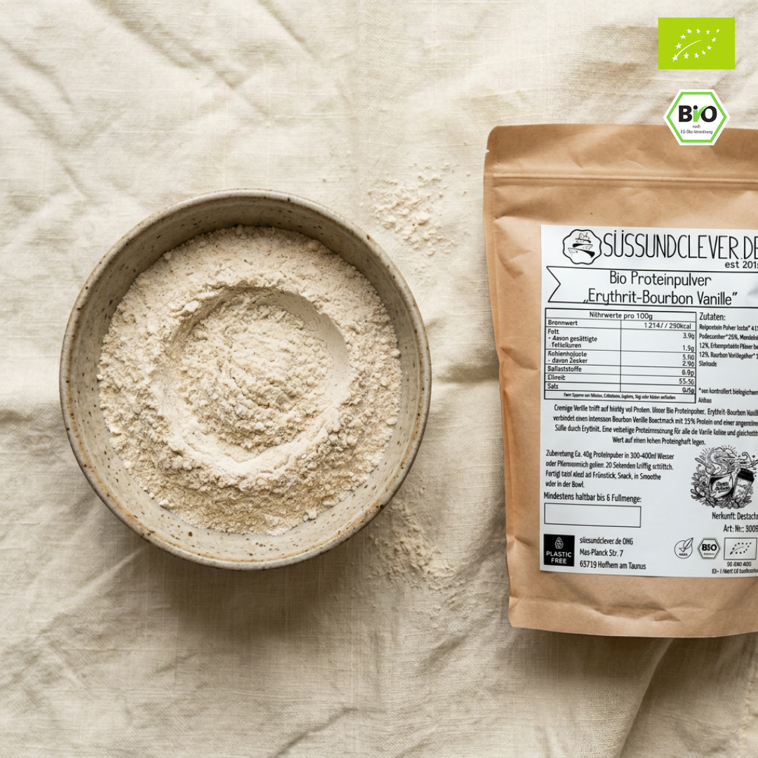 Bio Proteinpulver | "Erythrit-Bourbon Vanille" | Vegan & 55% Protein