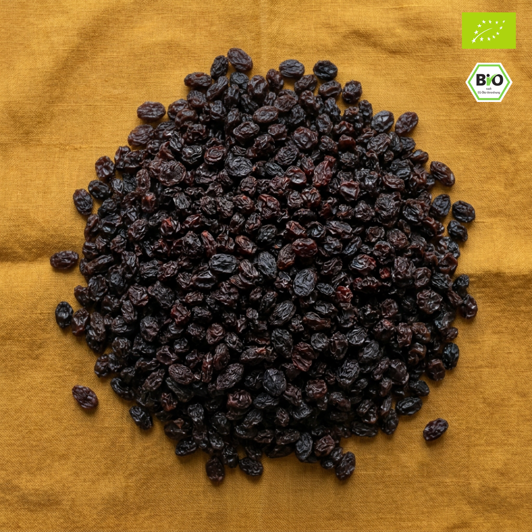 Bio Korinthen | kleine dunkle Weinbeeren | fruchtig-aromatisch | aus Griechenland