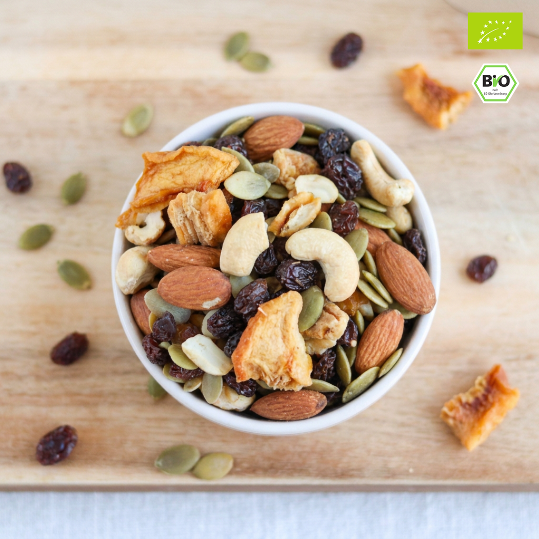 Bio Nuss- und Fruchtmischung | "Tropen-Knusper" | mit Ananas-Tidbits, Cashews & Kürbiskerne