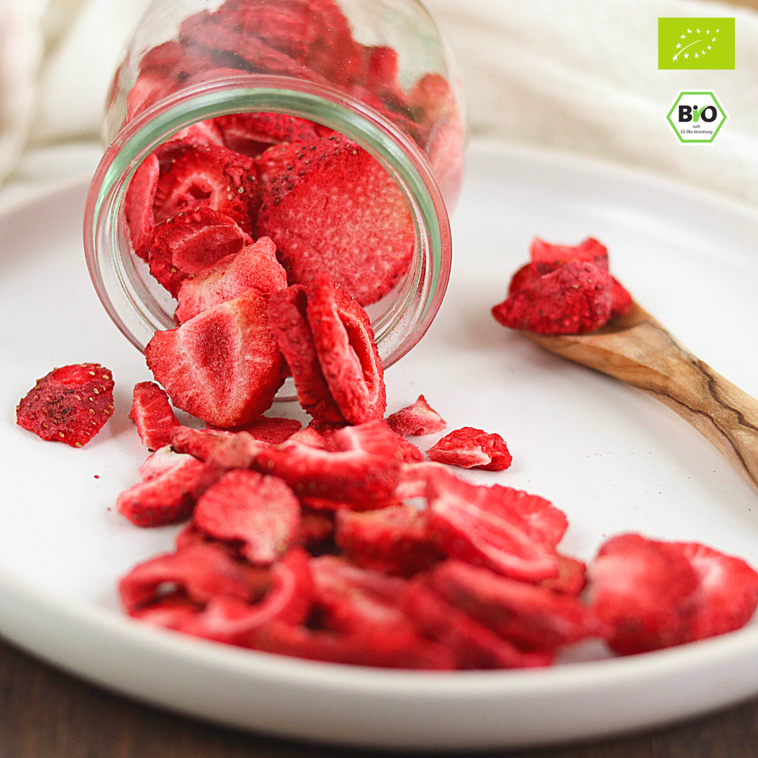 Bio Erdbeeren | in Scheiben | gefriergetrocknet