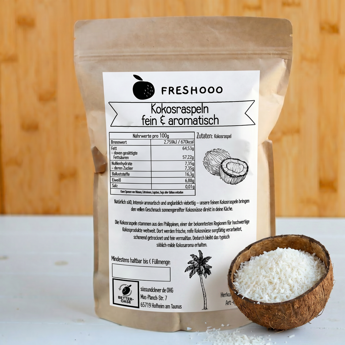 freshooo® Kokosraspeln | fein & aromatisch | aus den Philippinen