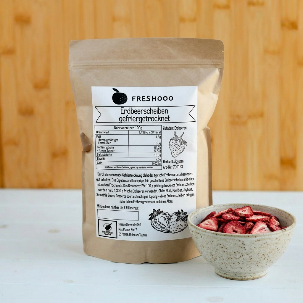 freshooo® Erdbeerscheiben gefriergetrocknet | fein & aromatisch | 100% Erdbeeren