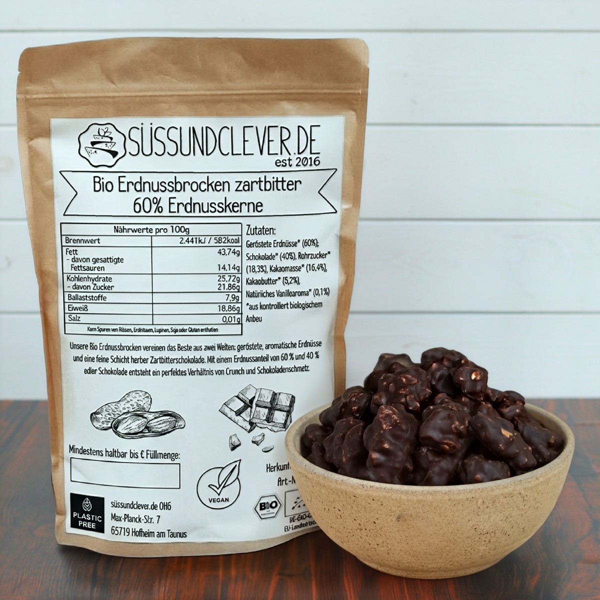 Bio Erdnussbrocken | schokolierte Erdnüsse | Zartbitter | vegan