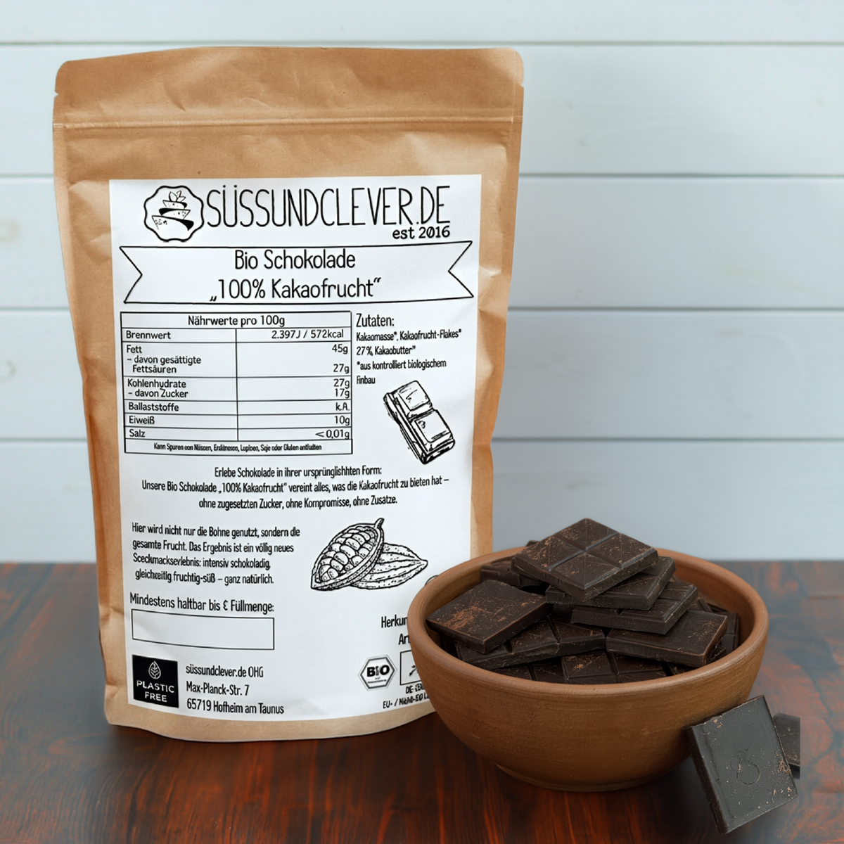 Bio Schokolade | "100% Kakaofrucht" | ohne Zuckerzusatz | vegan