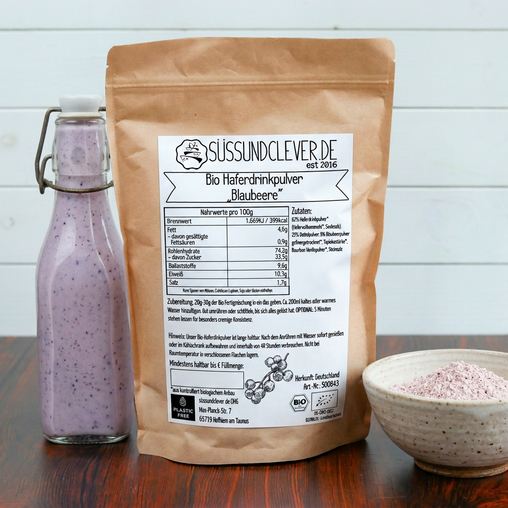 Bio Haferdrinkpulver | Blaubeere mit Dattelsüße | vegan