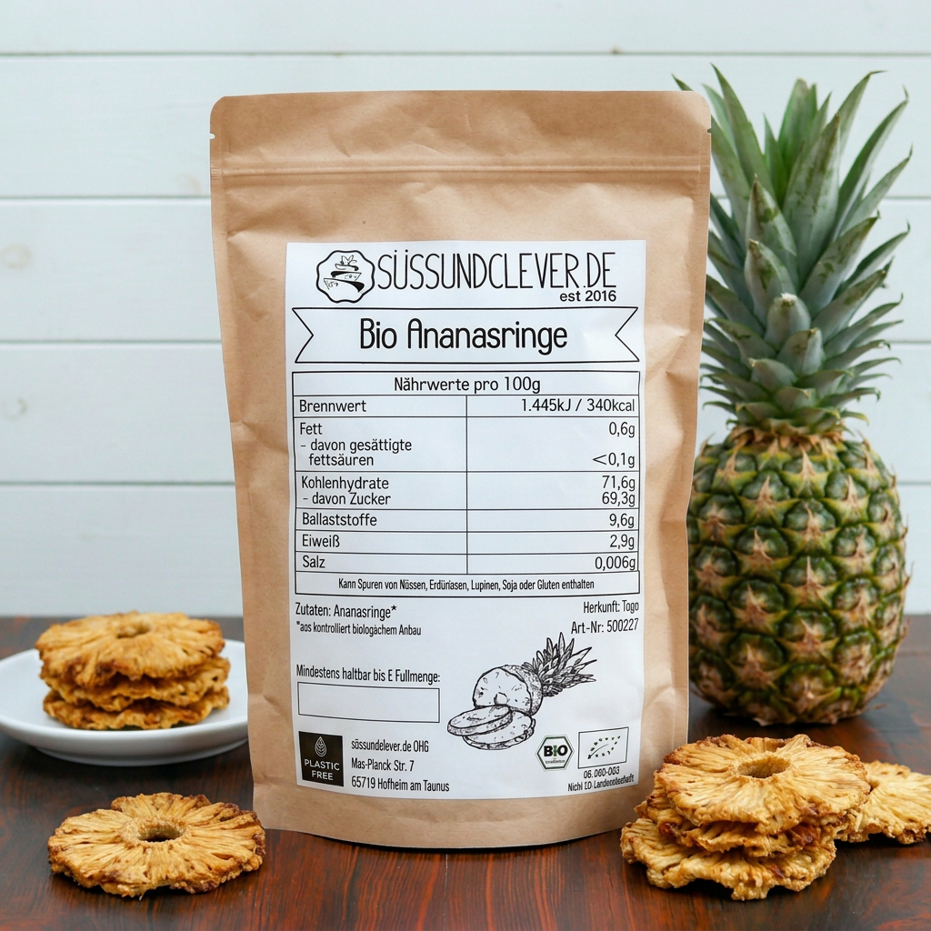 Bio Ananasringe | Premium Qualität | ungeschwefelt & ohne Zuckerzusatz